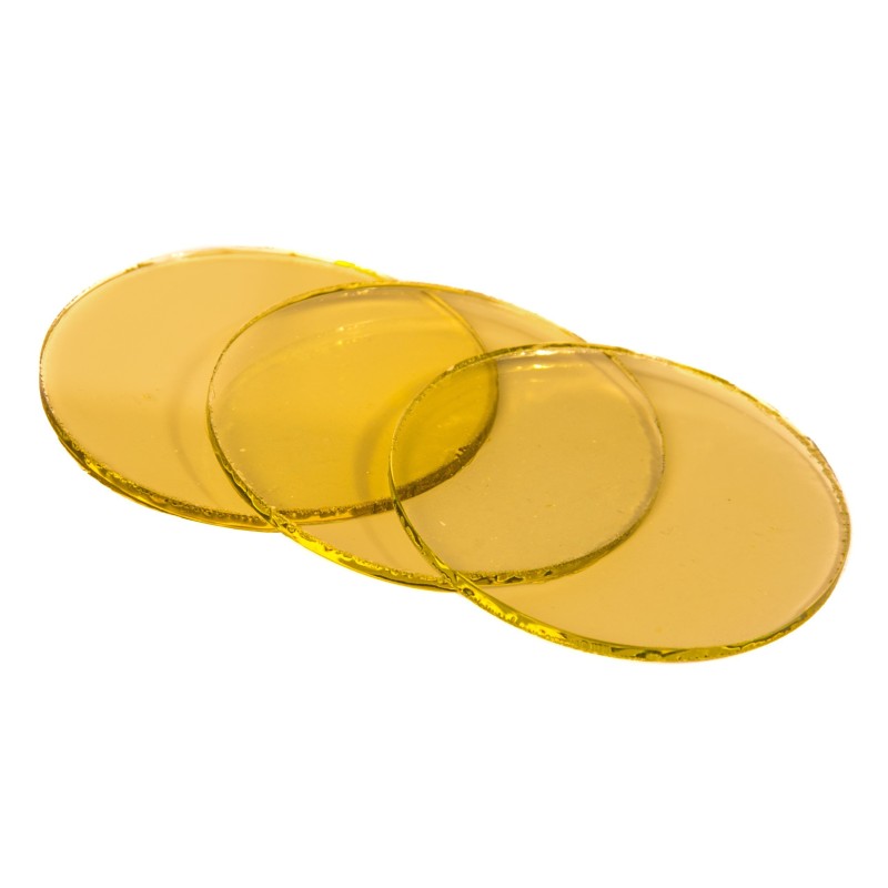 SZKŁO SPAWALNICZE ANTYODPRYSKOWE  ZÓŁTE OKRĄGŁE 50 MM