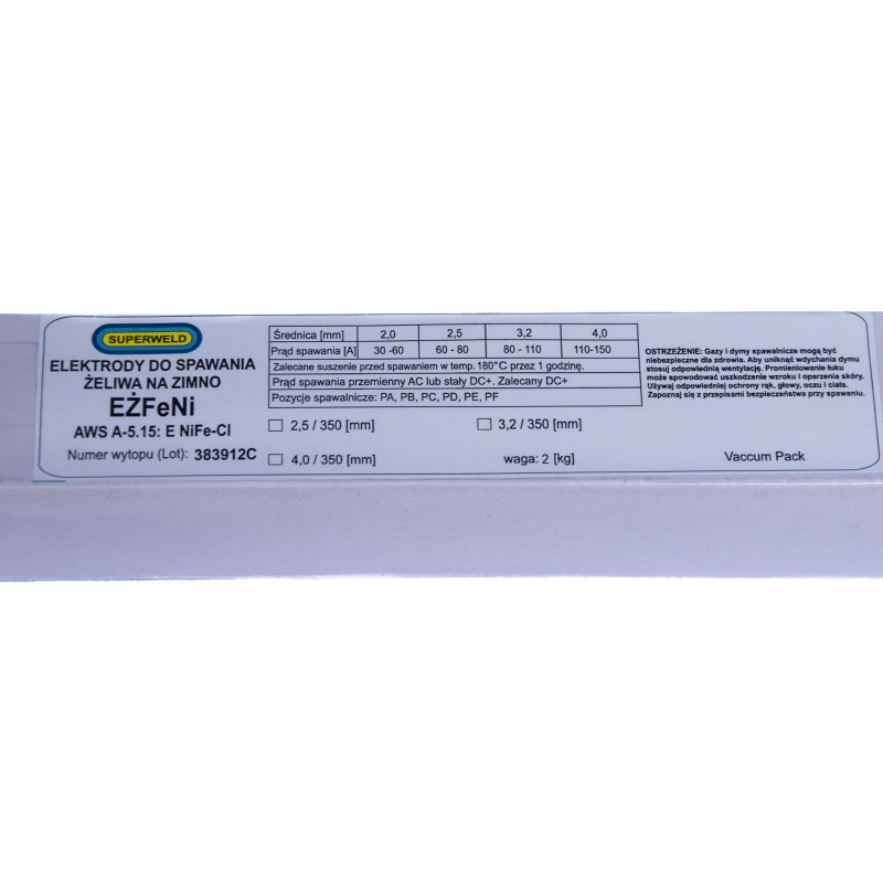 Elektroda do żeliwa NiFe-Cl Ø 3.2x350 2kg SUPERWELD