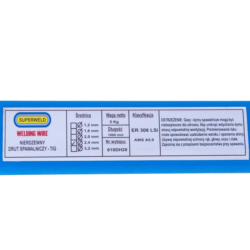 DRUT SPAWALNICZY TIG NIERDZEWNY 308 LSi 2.4mm 1kg