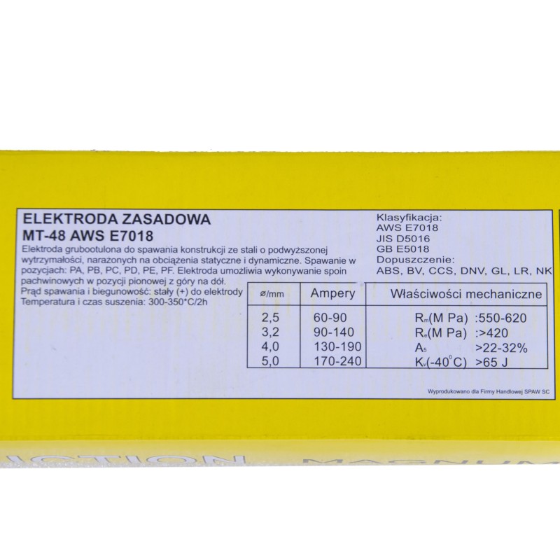 ELEKTRODY ZASADOWE MT-48 E7018 3,2mm 5kg 