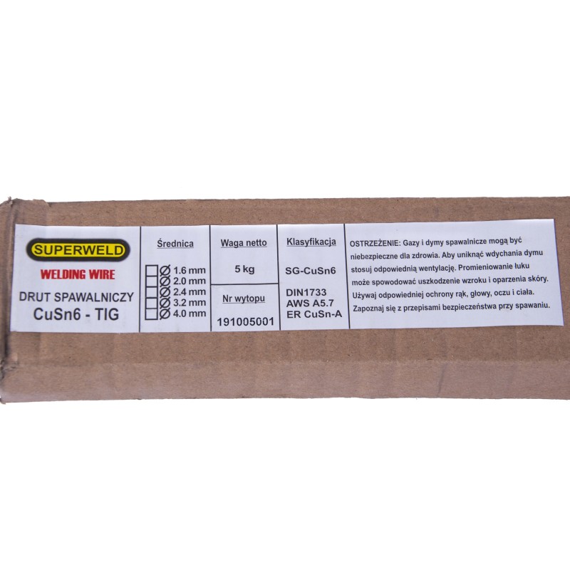 DRUT SPAWALNICZY TIG DO MIEDZI CuSn6 2.4mm 1 KG