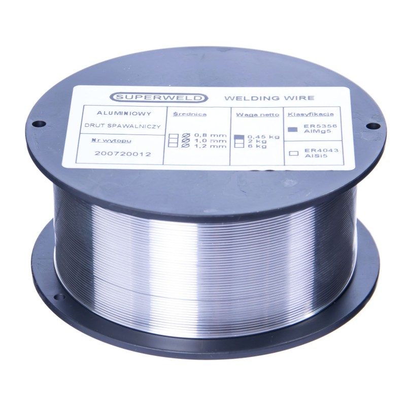 Drut spawalniczy MIG do aluminium 5356 AlMg5 0,8mm 0,45kg SUPERWELD
