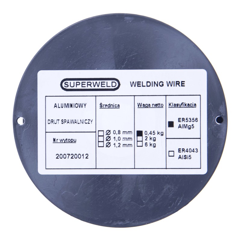 Drut spawalniczy MIG do aluminium 5356 AlMg5 0,8mm 0,5kg SUPERWELD