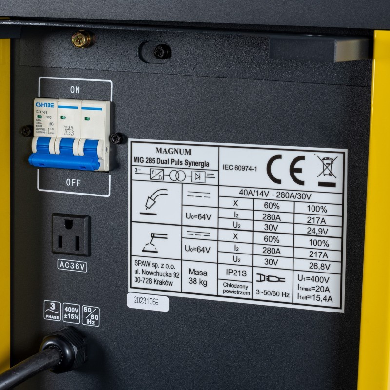 Spawarka inwerterowa  MIG/MAG 285 Dual Puls Synergia LCD MAGNUM