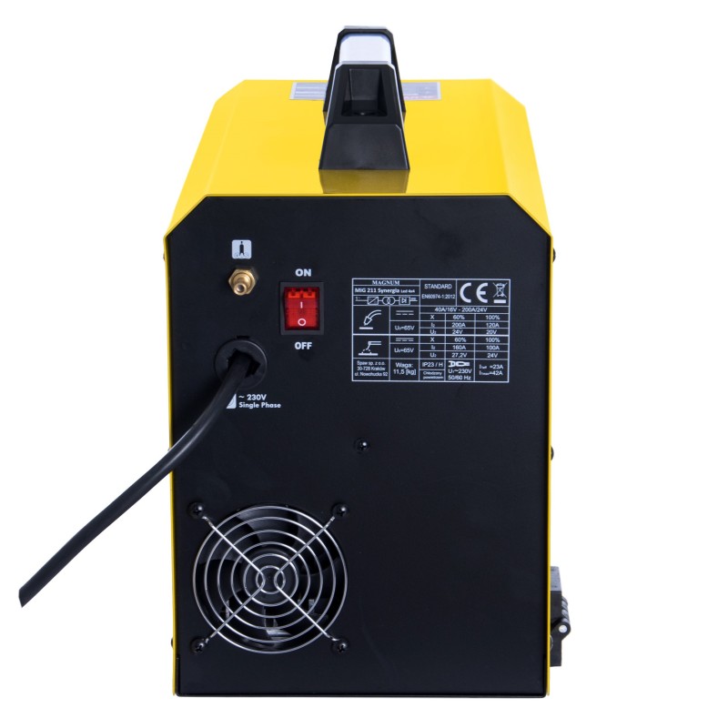 Spawarka inwerterowa MAGNUM MIG 211 Synergia LED podajnik 4X4 200A/60%