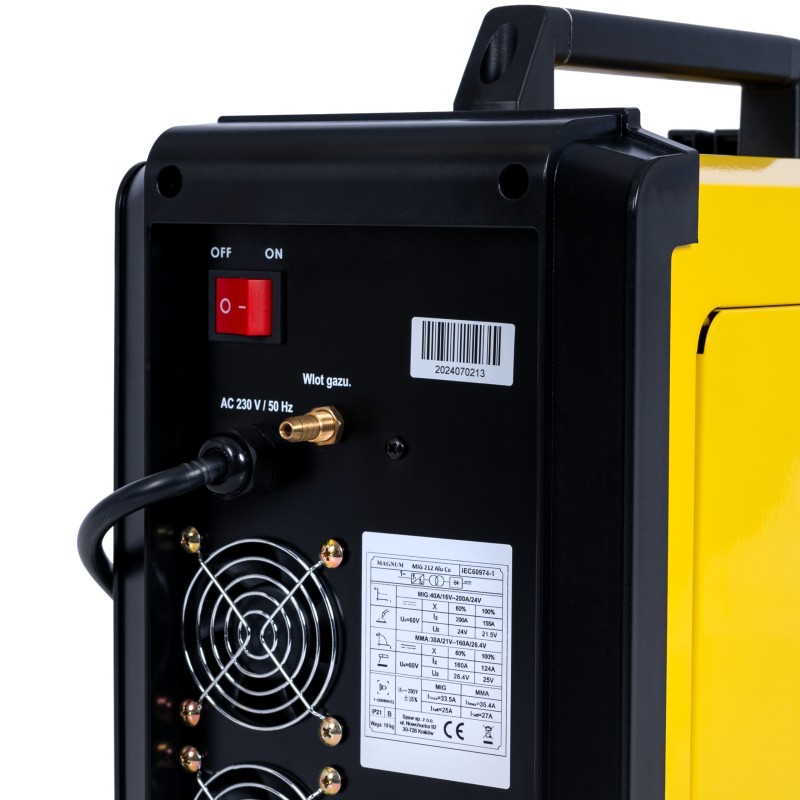 Spawarka inwerterowa MAGNUM MIG 212 ALU CU SYNERGIA 200A/60%, MB15 3m