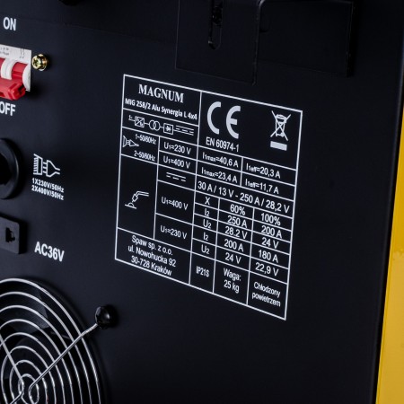 PÓŁAUTOMAT INWERTER MAGNUM MIG 258/2 ALU SYNERGIA 4X4 200A/250A 60%